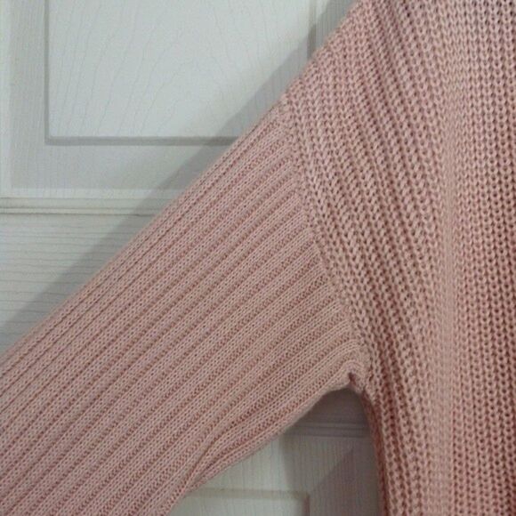 GARAGE NWT Boxy Distressed Slouchy V-Neck Peach Whip Sweater Small Boho Chic - Picture 8 of 11